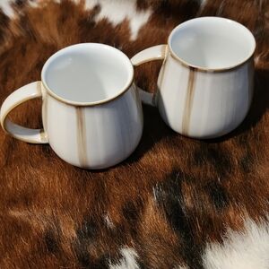 Elegant White and Brown Ceramic Mugs